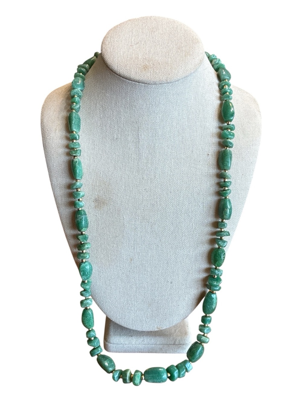 Green Stone Beaded Long Necklace